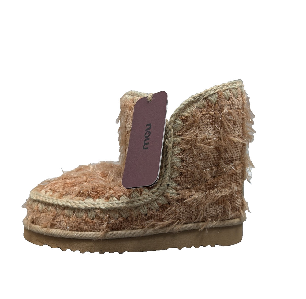 Mou Eskimo Booties Womens 39 8 Texture Wool Free People Sherpa Lined Knit Retro
